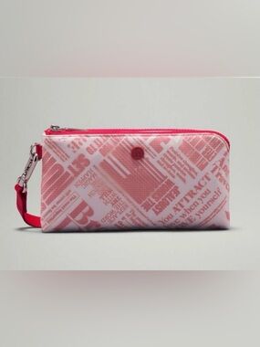 Rare Lululemon Manifesto Print Curved Wristlet White Lulu Red Retired